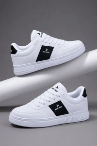  Beyaz Siyah Günlük Ortepedik Sneaker Erkek Spor Ayakkabı - PJ732